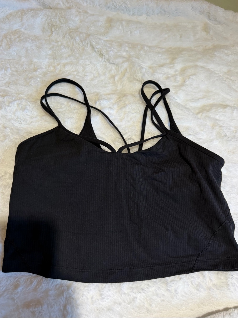 lululemon athletica Black Ribbed Strappy Bandeau Crop